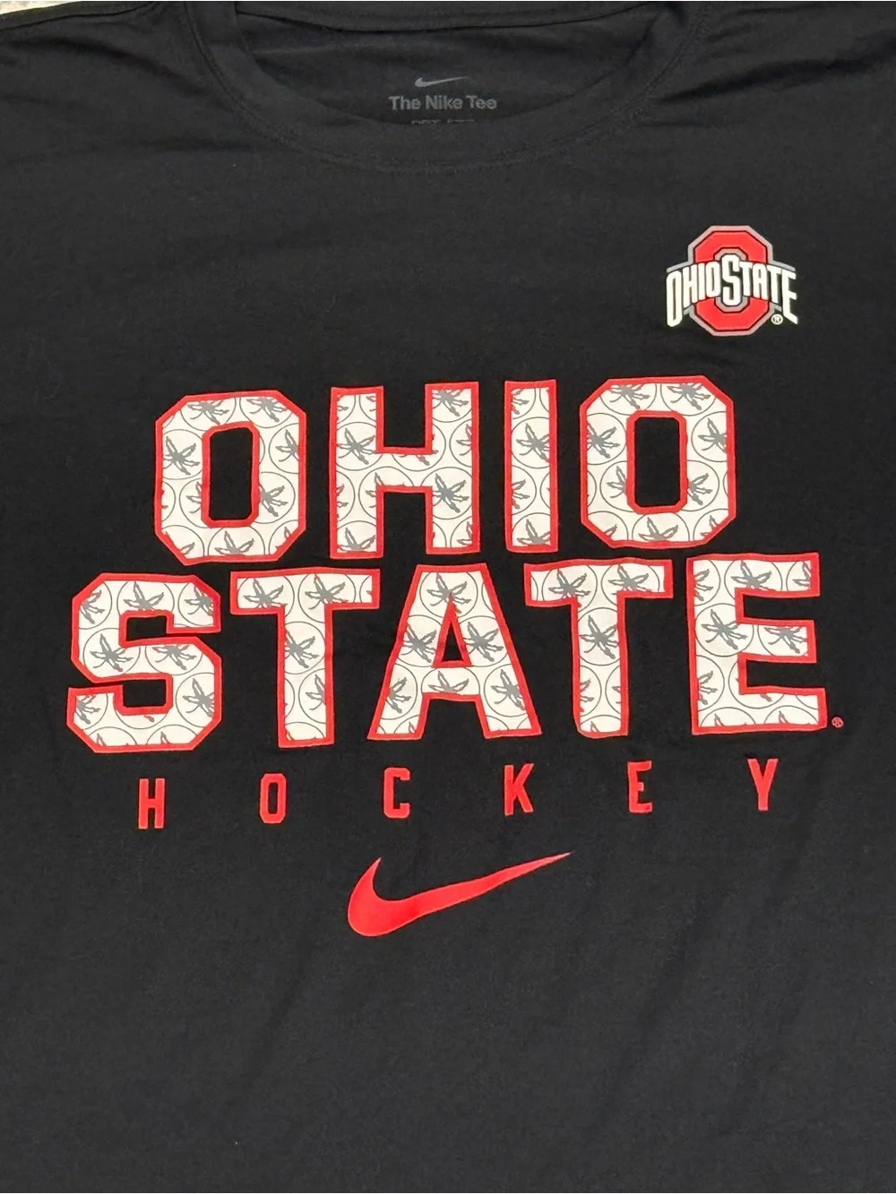 Nike Ohio State Buckeyes NCAA Hockey Black Short Sleeve Dri Fit T Shirt Mens 2XL